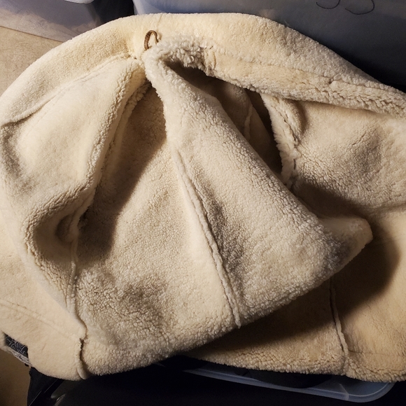 Vtg Knights Tailors Shearling Lined Suede Coat M - Picture 9 of 9